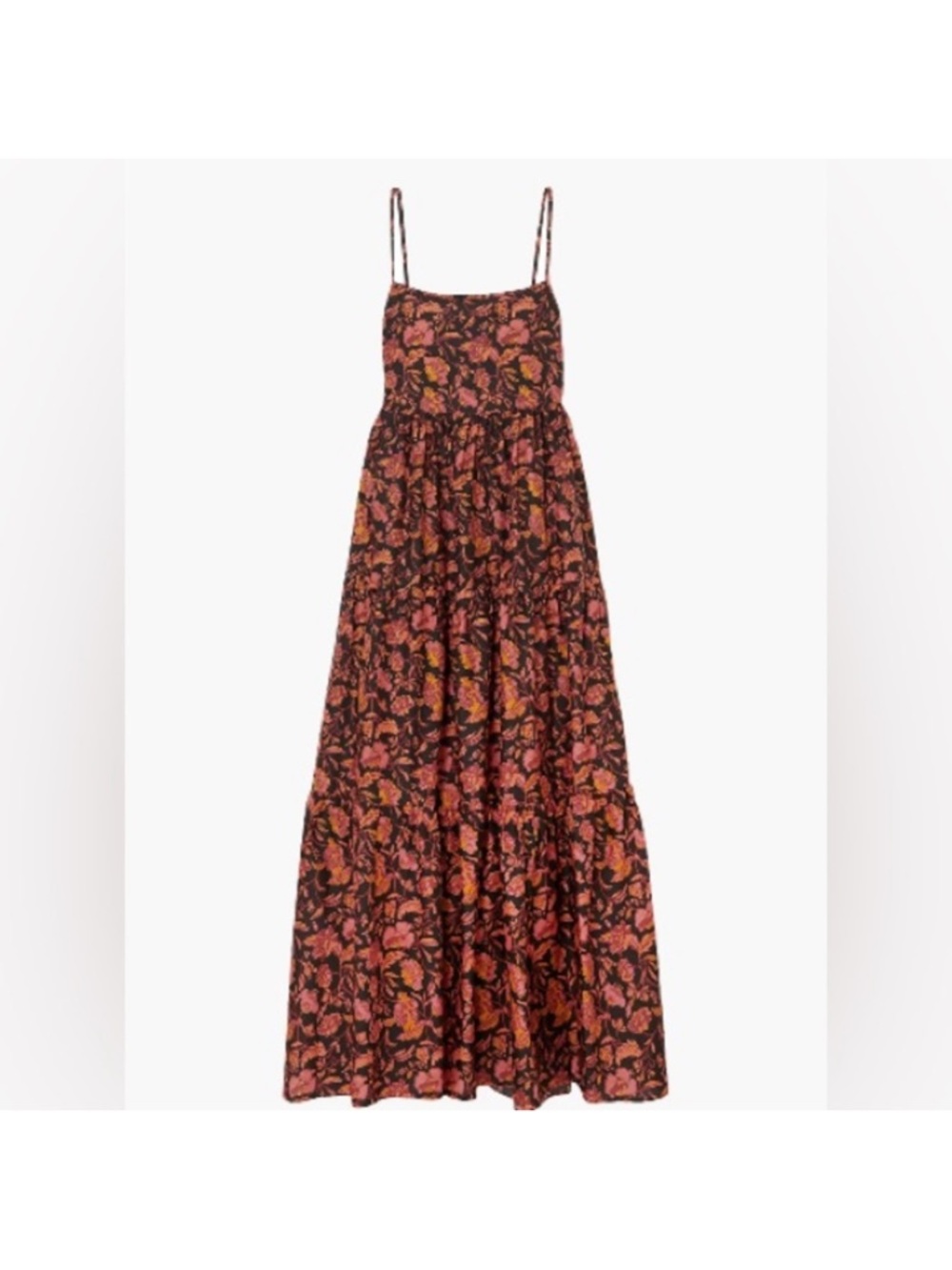 Matteau Floral Cotton Poplin Tiered Midi Dress Open Back Matteau Size 1 / US 2 - Picture 5 of 12